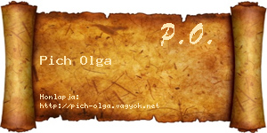 Pich Olga névjegykártya